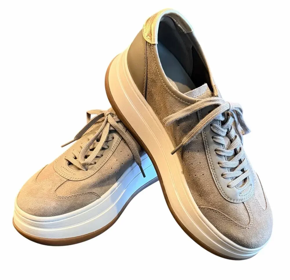 MICHAEL Michael Kors Hayes Platform Gray Leather Sneakers Women's Size 10M NWT